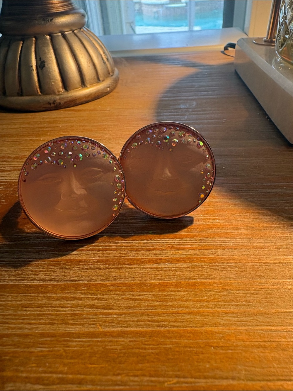 Kirk’s Folly Pink Moon Face Crystal Napkin Rings - Women Accessories